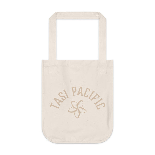 Arched Type with Plumeria Organic Canvas Tote Bag - Sand