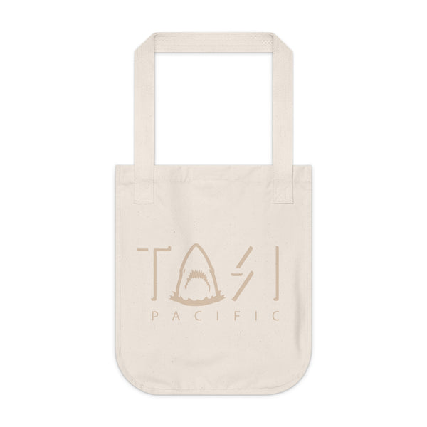 Logo with Shark Organic Canvas Tote Bag - Sand